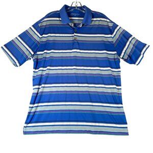 Nike Golf Mens L Dri-Fit Blue Striped Pullover Polo Shirt Short Sleeve‎ 417500